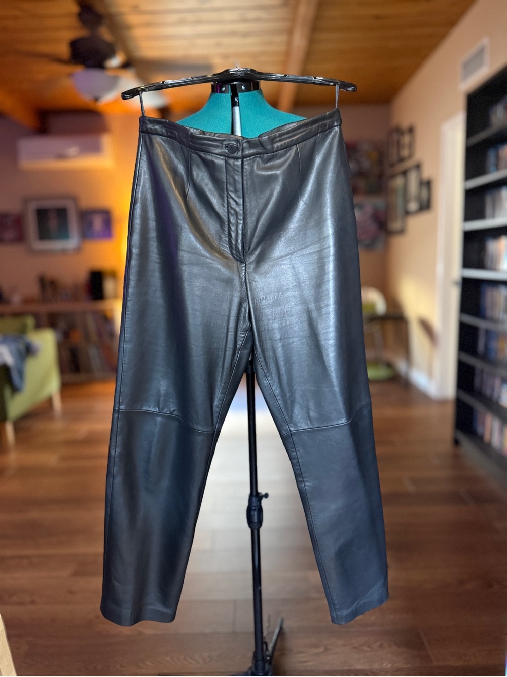 Siena Studio Black Leather High-Waist Pants Sz 12